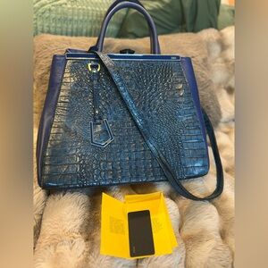 Fendi Croc Embossed Leather 2jours Tote (Retail $2,900)